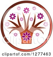 Clipart Of A Flower And Tree Icon Royalty Free Vector Illustration