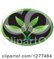 Poster, Art Print Of Black And Green Oval Plant Icon