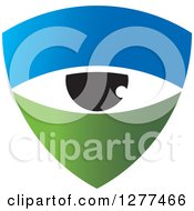Clipart Of A Green And Blue Shield With An Eye Royalty Free Vector Illustration