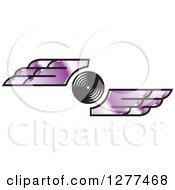 Poster, Art Print Of Black And White Circle With Purple Wings