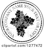 Clipart Of A Round Black And White Grapes Design With Sample Text Royalty Free Vector Illustration by Lal Perera