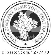 Clipart Of A Round Black And White Grapes Design With Sample Text 2 Royalty Free Vector Illustration by Lal Perera