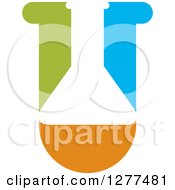 Clipart Of A White Green Orange And Blue Science Test Tube Icon Royalty Free Vector Illustration