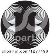 Clipart Of Silver And Black Concentric Circles On Black Royalty Free Vector Illustration