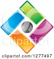 Poster, Art Print Of Diamond Of Colorful Tiles And A Black Circle