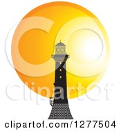 Poster, Art Print Of Black Lighthouse Against A Sunset Circle