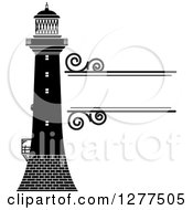 Poster, Art Print Of Black And White Lighthouse And Swirl Text Box