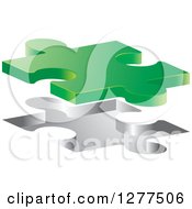 Poster, Art Print Of 3d Green Puzzle Piece Floating Over An Opening