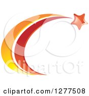 Clipart Of A Shooting Star With Red And Orange Trails Royalty Free Vector Illustration