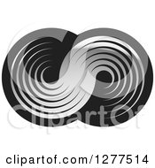 Clipart Of Gray Swooshes On Black Royalty Free Vector Illustration