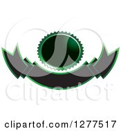 Poster, Art Print Of Black And Green Oval Badge Over A Banner
