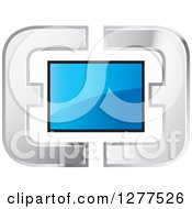Clipart Of A Screen In An Abstract Silver Frame Royalty Free Vector Illustration by Lal Perera