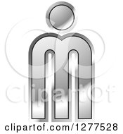 Clipart Of A Silver Letter M Man Royalty Free Vector Illustration