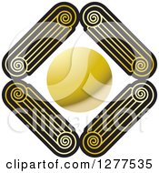 Poster, Art Print Of Diamond Of Gold And Black Pillar Tops Around A Circle