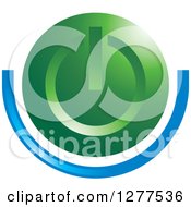 Clipart Of A Blue Swoosh Under A Green Power Button Royalty Free Vector Illustration by Lal Perera