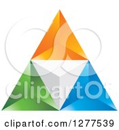 Clipart Of A 3d Geometric Green Orange White And Blue Pyramid Royalty Free Vector Illustration
