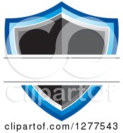 Clipart Of A White Text Box Over A Black Silver And Blue Shield Royalty Free Vector Illustration