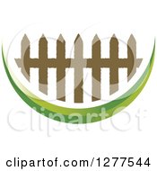Poster, Art Print Of Brown Picket Fence And Green Swoosh Icon