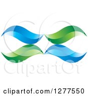 Clipart Of A Green And Blue Swooshes Royalty Free Vector Illustration