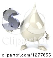 Clipart Of A 3d Milk Lotion Shampoo Or Liquid Soap Drop Character Holding A Dollar Symbol Royalty Free Illustration