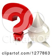 Clipart Of A 3d Milk Lotion Shampoo Or Liquid Soap Drop Character Holding Up A Question Mark Royalty Free Illustration