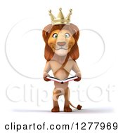 Clipart Of A 3d Male Lion King Reading A Book Royalty Free Illustration
