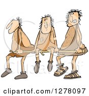 Clipart Of Hairy Cavemen Carrying An Injured Friend On A Stretcher Royalty Free Vector Illustration