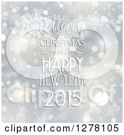Poster, Art Print Of Merry Christmas And A Happy New Year 2015 Greeting Over Snowflakes And Stars