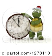 Poster, Art Print Of 3d New Year Tortoise Presenting A Wall Clock