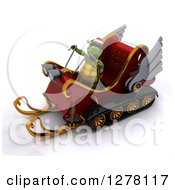Poster, Art Print Of 3d Christmas Tortoise Driving A Sleigh Mobile