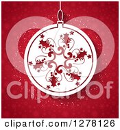 Poster, Art Print Of White Snowflake Christmas Bauble Over Red Snowflakes