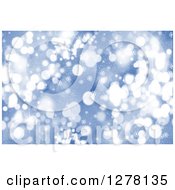 Poster, Art Print Of Christmas Background Of Blue Bokeh Flares And Snowflakes 3