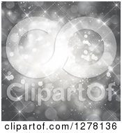 Clipart Of A Christmas Background Of Bokeh Flares And Snowflakes 3 Royalty Free Illustration