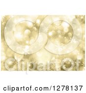 Poster, Art Print Of Christmas Background Of Gold Bokeh Flares And Snowflakes