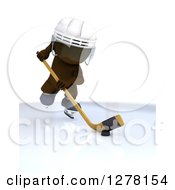 Poster, Art Print Of 3d Brown Man Ice Hockey Player In Action