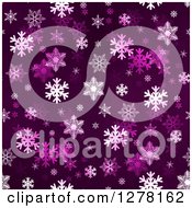 Clipart Of A Seamless Christmas Background Of White Winter Snowflakes On Dark Lilac Royalty Free Illustration