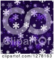 Poster, Art Print Of Seamless Christmas Background Of White Winter Snowflakes On Dark Purple 2