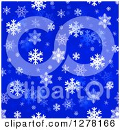 Poster, Art Print Of Seamless Christmas Background Of White Winter Snowflakes On Blue