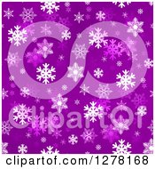 Poster, Art Print Of Seamless Christmas Background Of White Winter Snowflakes On Lilac