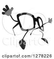 Clipart Of A 3d Pair Of Glasses Character Facing Right And Jumping Royalty Free Illustration
