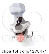 Clipart Of A 3d Jack Russell Terrier Dog Chef Panting Over A Sign Royalty Free Illustration