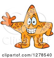 Clipart Of A Happy Friendly Starfish Waving Royalty Free Vector Illustration