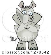 Clipart Of A Happy Rhino Standing Royalty Free Vector Illustration