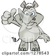Clipart Of A Happy Rhino Holding A Thumb Up Royalty Free Vector Illustration by Dennis Holmes Designs