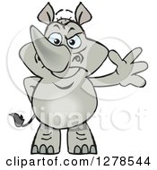 Poster, Art Print Of Happy Rhino Standing And Waving