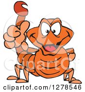 Grinning Orange Scorpion Holding A Thumb Up