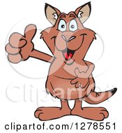 Clipart Of A Happy Red Kangaroo Holding A Thumb Up Royalty Free Vector Illustration