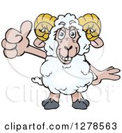 Poster, Art Print Of Happy Ram Sheep Holding A Thumb Up