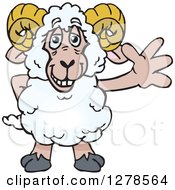 Poster, Art Print Of Happy Ram Sheep Waving