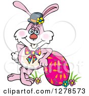 Poster, Art Print Of Pink Easter Bunny Leaning On An Egg